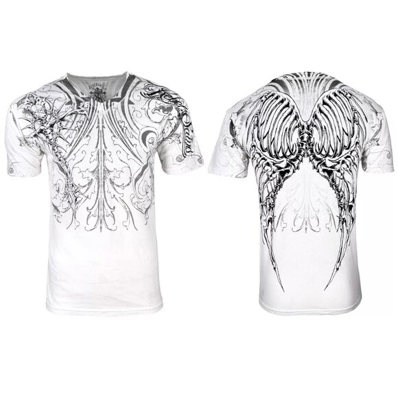 Rebel Saint by Affliction Men's T-Shirt Fracture Biker Tattoo S-5XL - Picture 1 of 8